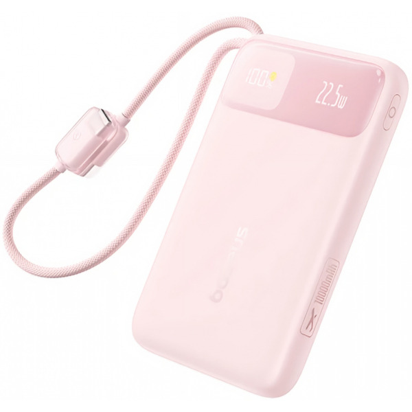 Baterie Externa Baseus EnerFill FC11, 10000mAh, 22.5W, QC + PD, 1 x Lightning - 1 x USB-A - 2 x USB-C, Roz E0027R07