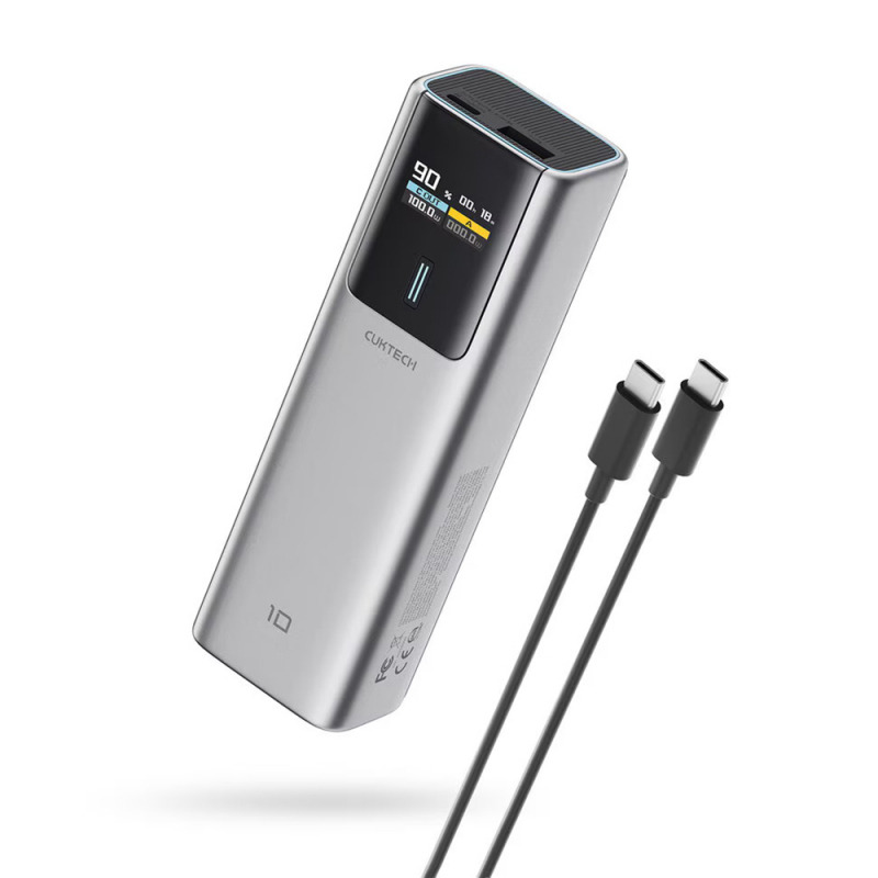 Baterie Externa Cuktech PB150P, 15000mAh, 120W, QC + PD, 1 x USB-A - 2 x USB-C, Gri CKPB150POSGR
