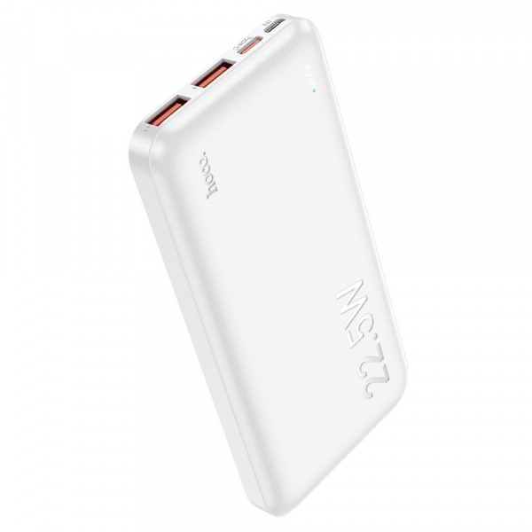 Baterie Externa HOCO J101, 10000mAh, 22.5W, QC + PD, 1 x USB-C - 2 x USB-A, Alba