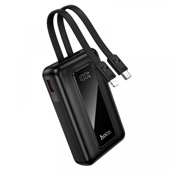 Baterie Externa HOCO J162, 10000mAh, 22.5W, QC + PD, 1 x Lightning - 1 x USB-A - 2 x USB-C, Neagra
