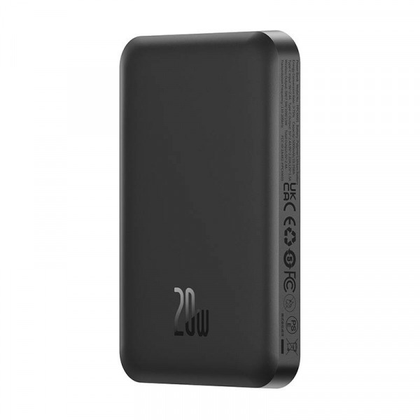 Baterie Externa Wireless Baseus Magnetic Mini, 5000mAh, 20W, PD + FQI, 1 x QI - 1 x USB-C, Neagra P10022107113-00