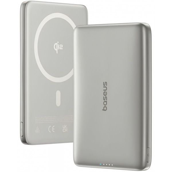 Baterie Externa Wireless Baseus PicoGo AM41, 10000mAh, 27W, PD + FQI, 1 x QI - 1 x USB-C, Bej E0027203