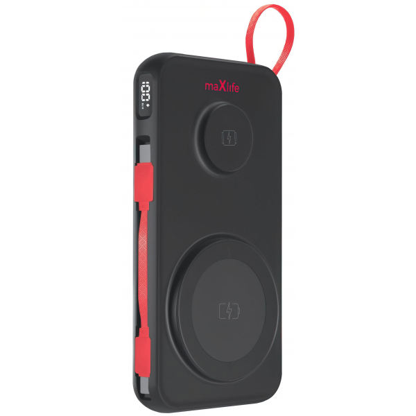 Baterie Externa Wireless MaXlife MXPB-08, 10000mAh, 22.5W, QC + PD + FQI + QI, 1 x USB-A - 1 x USB-C - 2 x QI, Neagra