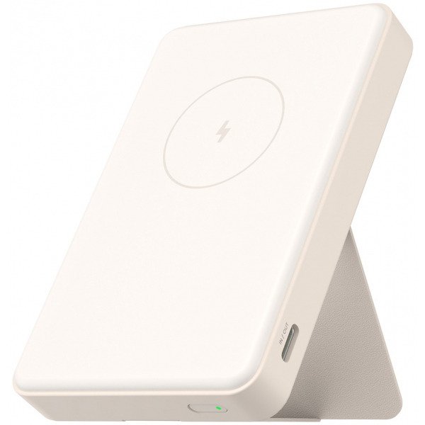 Baterie Externa Wireless Xiaomi Mi Magnetic, 6000mAh, 15W, PD + FQI, 1 x QI - 1 x USB-C, Bej BHR9074GL
