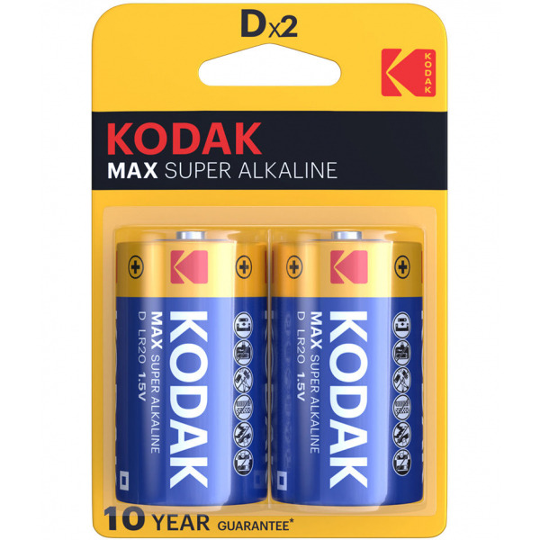 Baterie Kodak Max Super, LR20, Set 2 bucati