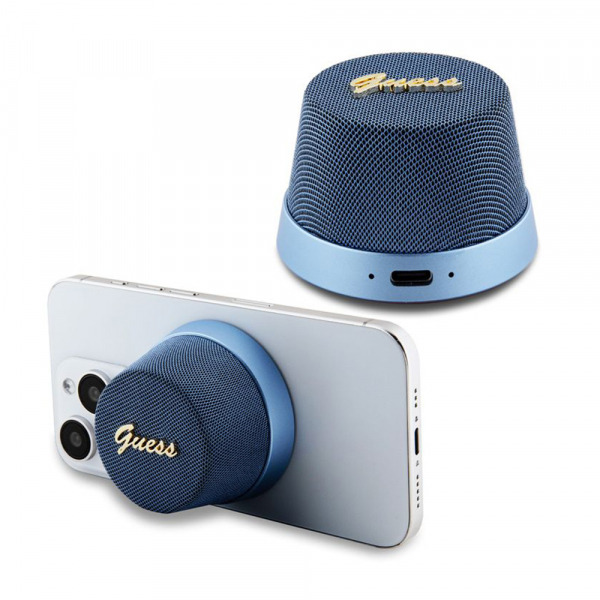 Boxa Portabila Bluetooth Guess Stand Magnetic Script Metal, 3W, Albastra