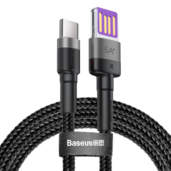Cablu Date si Incarcare USB-A - USB-C Baseus Cafule Special Edition, 40W, 1m, Gri CATKLF-PG1