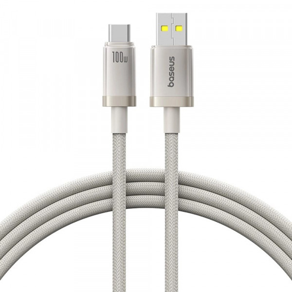 Cablu Date si Incarcare USB-A - USB-C Baseus Titanium, 100W, 2m, Argintiu P10378102G21-02
