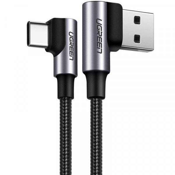 Cablu Date si Incarcare USB-A - USB-C UGREEN US255 Angled, 60W, 1m, Gri
