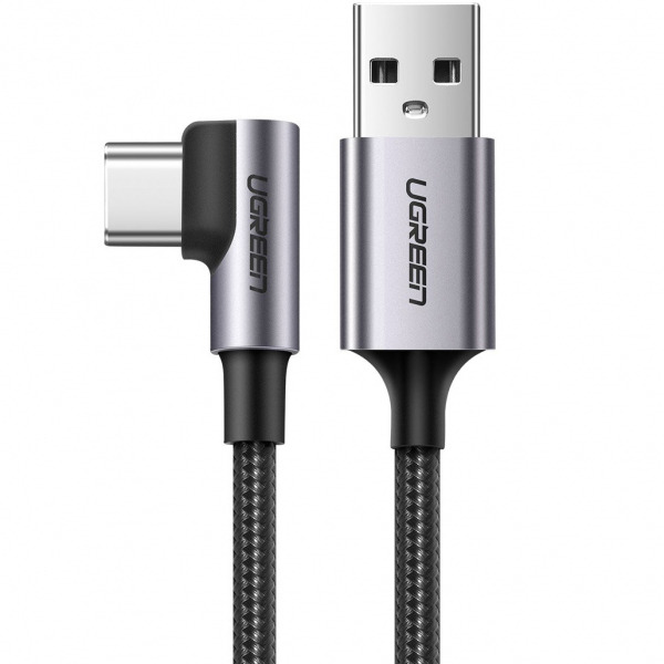 Cablu Date si Incarcare USB-A - USB-C UGREEN US284 Angled, 18W, 2m, Gri