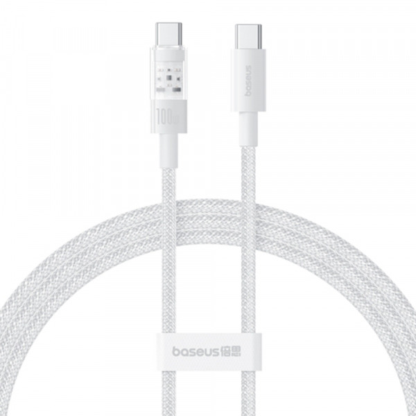 Cablu Date si Incarcare USB-C - USB-C Baseus Gem, 100W, 2m, Alb P10373000211-01