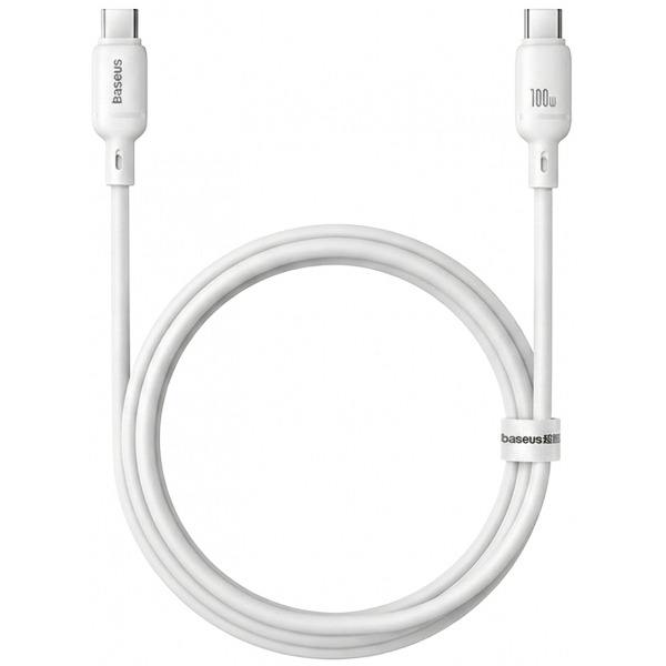 Cablu Date si Incarcare USB-C - USB-C Baseus Silky, 100W, 1m, Alb P10377704213-00