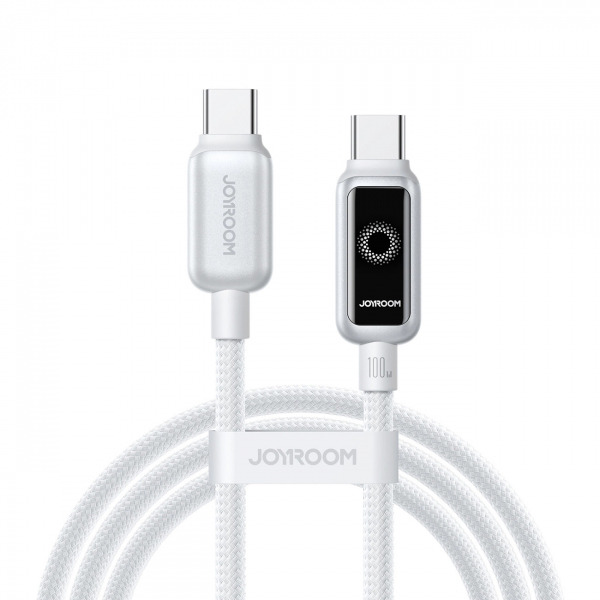 Cablu Date si Incarcare USB-C - USB-C Joyroom S-A55 StarFlight Display, 100W, 1.2m, Alb