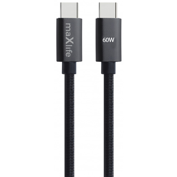 Cablu Date si Incarcare USB-C - USB-C MaXlife MXUC-12, 60W, 2m, Negru