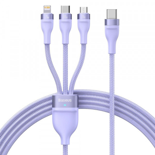 Cablu Incarcare USB-A - Lightning / microUSB / USB-C Baseus Flash Series II 3in1, 100W, 1.2m, Mov CASS030005