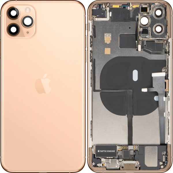 Capac Baterie Apple iPhone 11 Pro Max, Cu Carcasa Mijloc, Full Parts, Auriu (Matte Gold), Swap Premium
