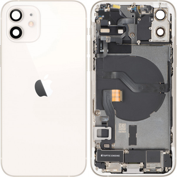 Capac Baterie Apple iPhone 12, Cu Carcasa Mijloc, Full Parts, Alb, Swap Premium