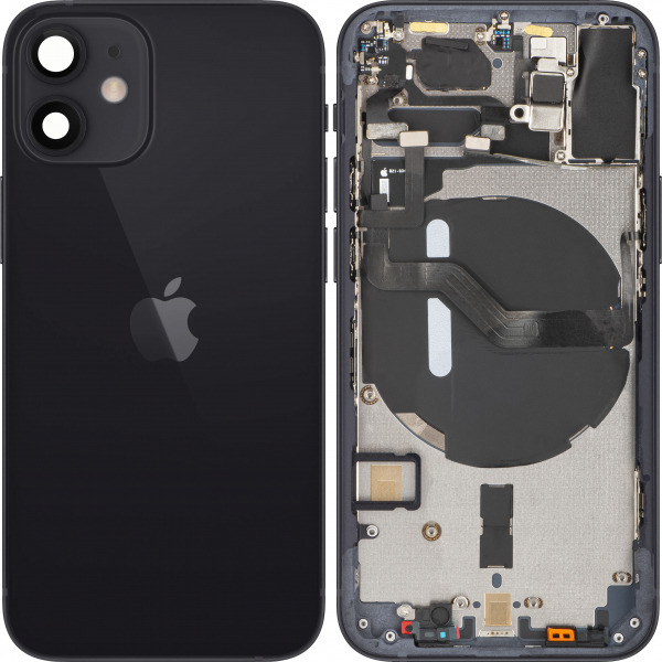 Capac Baterie Apple iPhone 12 mini, Cu Carcasa Mijloc, Negru, Swap Premium