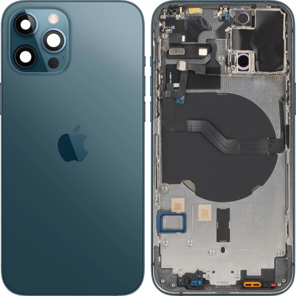 Capac Baterie Apple iPhone 12 Pro, Cu Carcasa Mijloc, Albastru (Pacific Blue), Swap Premium