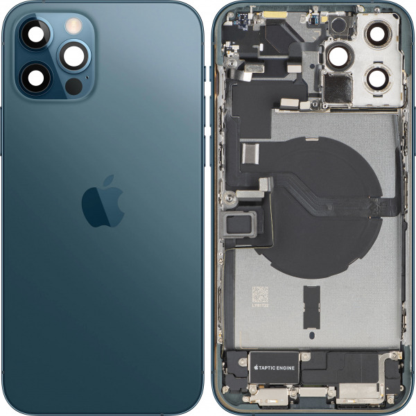 Capac Baterie Apple iPhone 12 Pro Max, Cu Carcasa Mijloc, Full Parts, Albastru (Pacific Blue), Swap Premium