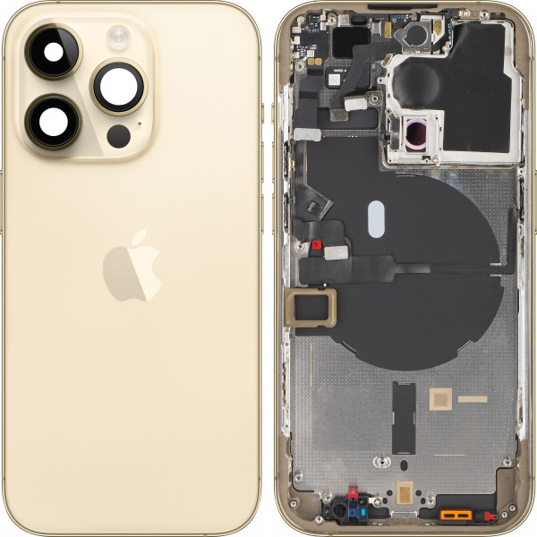 Capac Baterie Apple iPhone 14 Pro, Cu Carcasa Mijloc, Auriu, Swap Premium