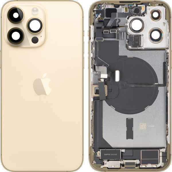 Capac Baterie Apple iPhone 14 Pro Max, Cu Carcasa Mijloc, Full Parts, Auriu, Swap Premium
