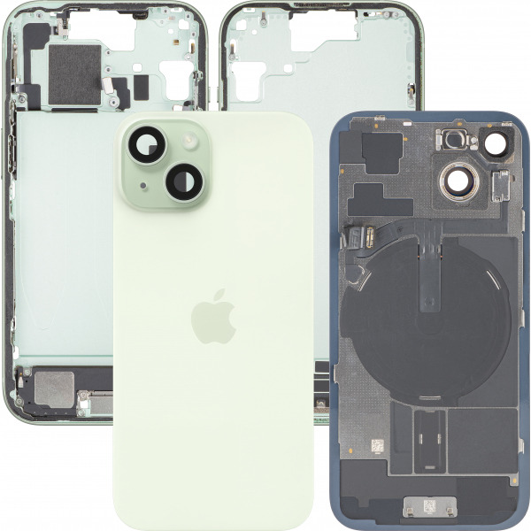 Capac Baterie Apple iPhone 15, Cu Carcasa Mijloc, Full Parts, Verde, Swap Premium