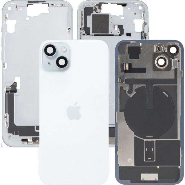 Capac Baterie Apple iPhone 15 Plus, Cu Carcasa Mijloc, Full Parts, Albastru, Swap Premium
