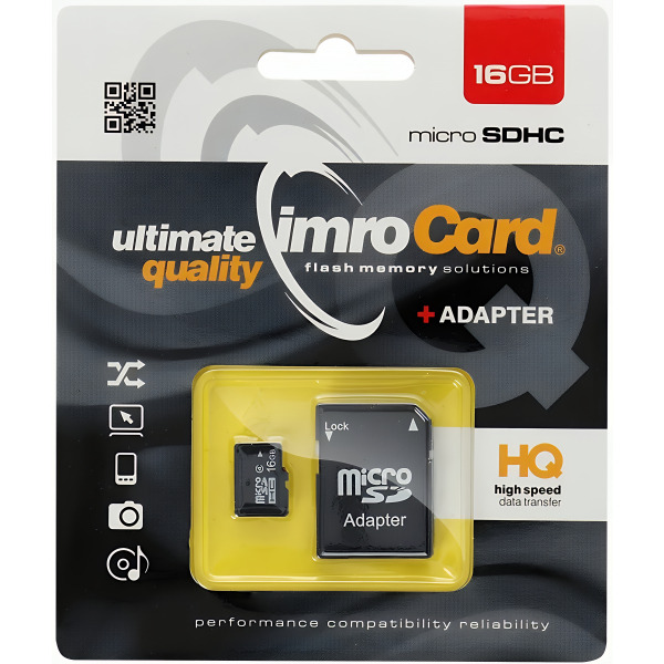Card Memorie microSDHC Imro, 16Gb, Clasa 4, Cu Adaptor