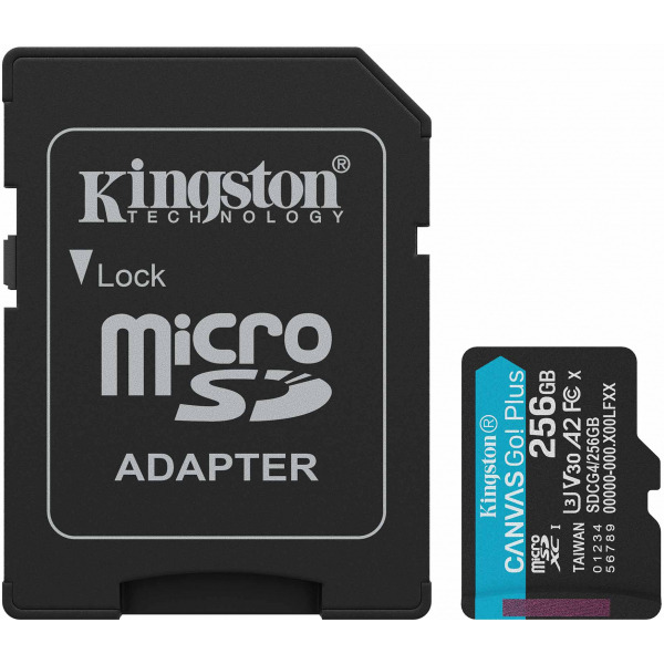 Card Memorie microSDXC Kingston Canvas Go Plus Android A2, 256Gb, Clasa 10 / UHS-1 U3, Cu Adaptor SDCG4/256GB