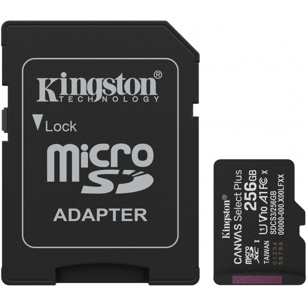 Card Memorie microSDXC Kingston Canvas Select Plus Android A1, 256Gb, Clasa 10 / UHS-1 U1, Cu Adaptor SDCS3/256GB