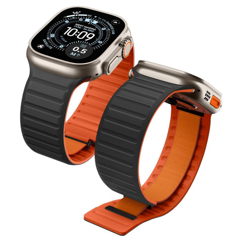 Curea Spigen Athlex Air M pentru Apple Watch 49mm / 46mm / 45mm / 44mm Series, Neagra Portocalie AMP11534