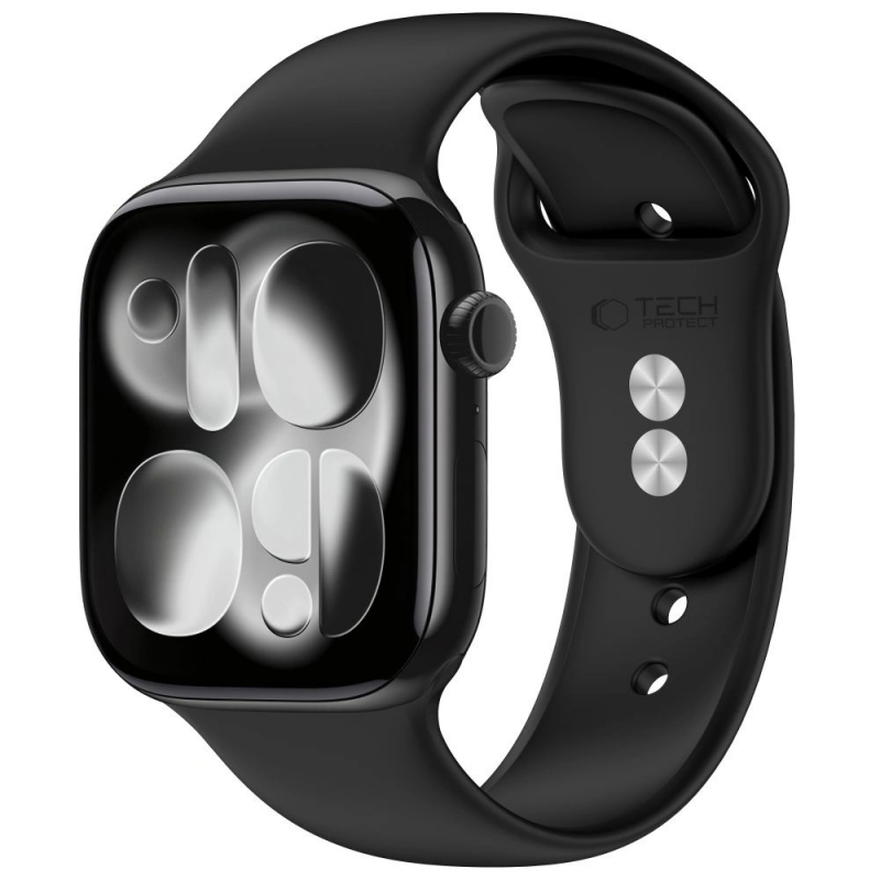 Curea Tech-Protect Silicone pentru Apple Watch 49mm / 46mm / 45mm / 44mm Series, Neagra
