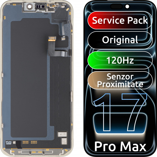 Display cu Touchscreen Apple iPhone 17 Pro Max, cu Rama, Negru, Service Pack 661-56050