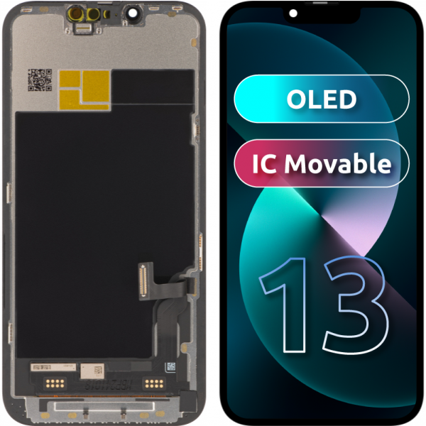 Display cu Touchscreen JK pentru Apple iPhone 13, cu Rama, Versiune OLED IC Movable, Negru