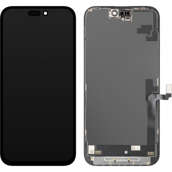 Display cu Touchscreen JK pentru Apple iPhone 16 Plus, cu Rama, Versiune LCD In-Cell IC Movable, Negru
