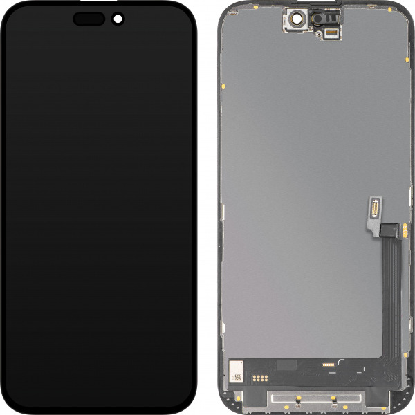 Display cu Touchscreen MP compatibil cu Apple iPhone 16 Plus, cu Rama, Versiune Soft OLED IC Movable FHD, Negru
