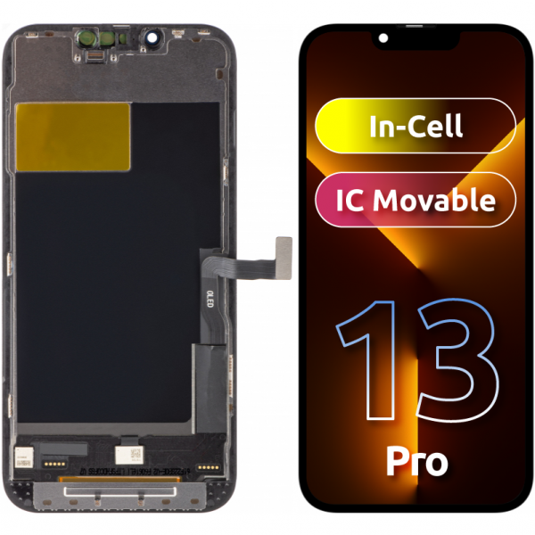 Display cu Touchscreen ZY pentru Apple iPhone 13 Pro, cu Rama, Versiune LCD In-Cell IC Movable, Negru
