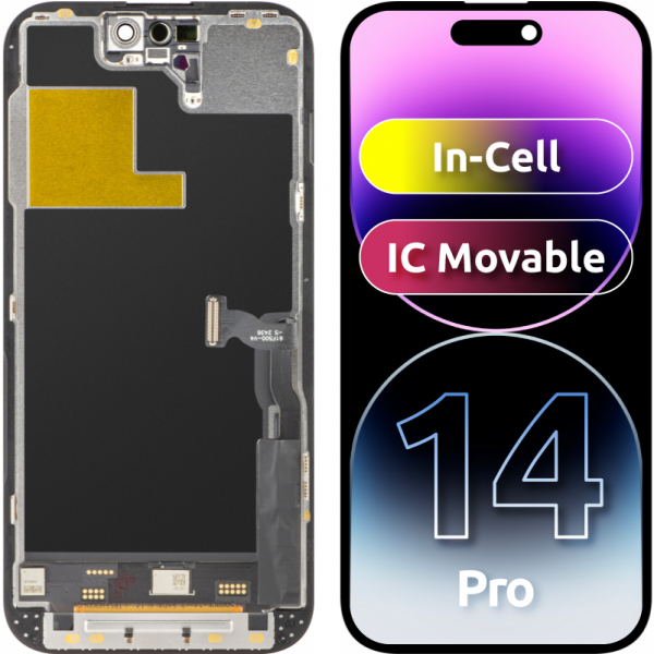 Display cu Touchscreen ZY pentru Apple iPhone 14 Pro, cu Rama, Versiune LCD In-Cell IC Movable, Negru