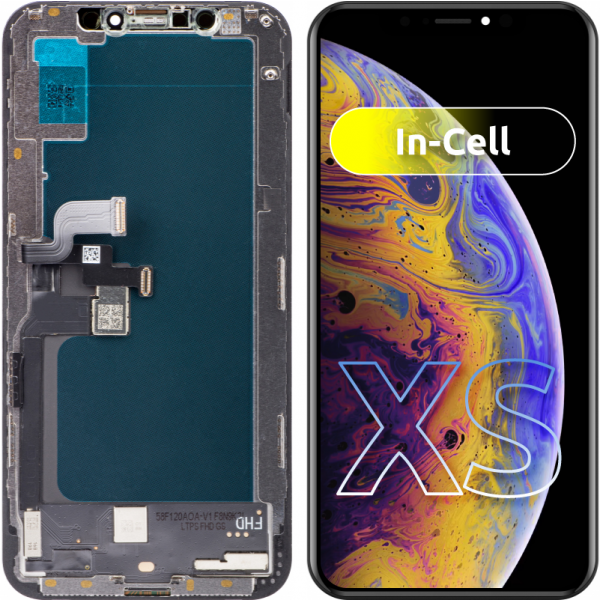 Display cu Touchscreen ZY pentru Apple iPhone XS, cu Rama, Versiune LCD In-Cell, Negru