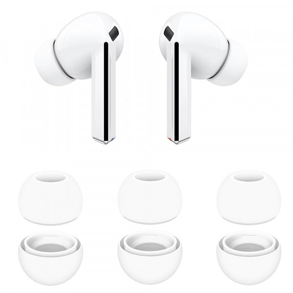 Dopuri Techsuit ET3 pentru Samsung Galaxy Buds3 Pro, Marime S / M / L, Albe
