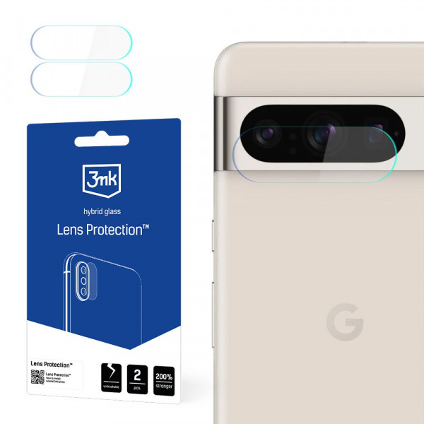 Folie de protectie Camera Spate 3MK Protection pentru Google Pixel 8 Pro, Sticla Flexibila, Set 2 bucati, Transparenta