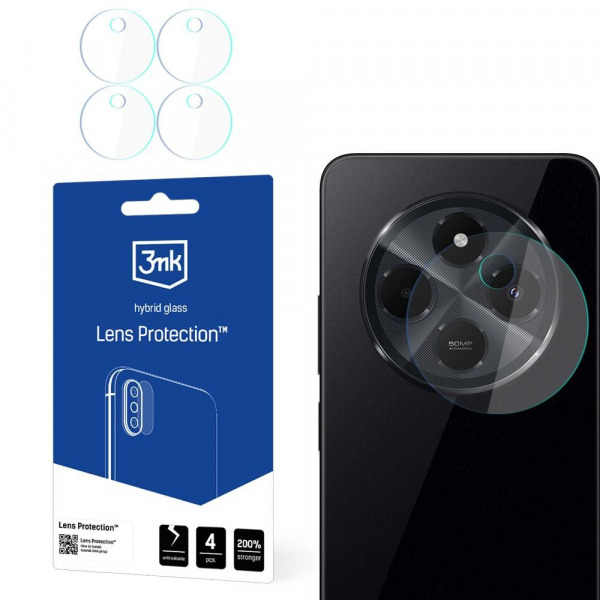 Folie de protectie Camera Spate 3MK Protection pentru Xiaomi Poco C75 / Redmi 14C, Sticla Flexibila, Set 4 bucati, Transparenta