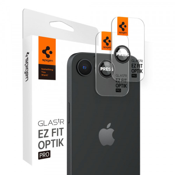 Folie de protectie Camera Spate Spigen GlastR EZ FIT Optik Pro pentru Apple iPhone 17e / 16e, Sticla Securizata, Set 2 bucati, Neagra AGL09279