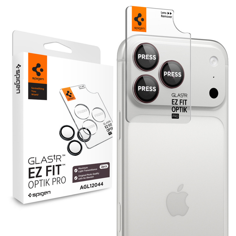 Folie de protectie Camera Spate Spigen GlastR EZ FIT Optik Pro pentru Apple iPhone 18 Pro / 18 Pro Max, Sticla Securizata, Set 2 bucati, Visinie