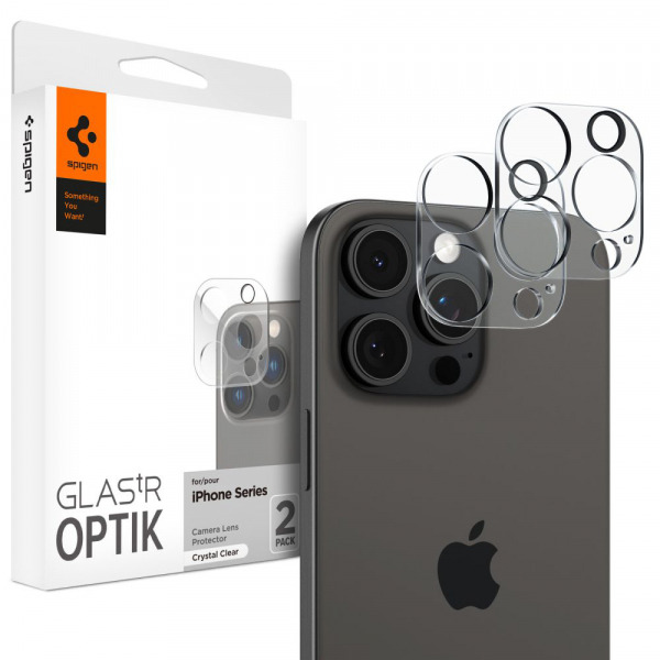 Folie de protectie Camera Spate Spigen GlastR Optik pentru Apple iPhone 16 Pro Max, Sticla Securizata, Set 2 bucati, Transparenta AGL05761