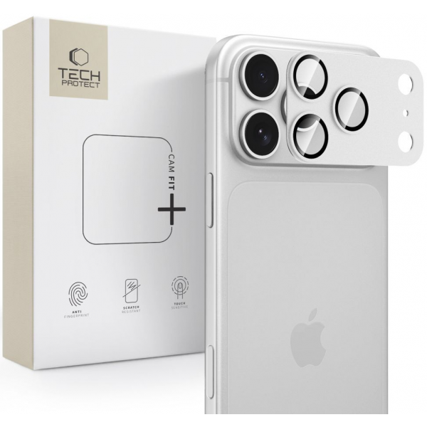 Folie de protectie Camera Spate Tech-Protect CamFull Fit+ pentru Apple iPhone 18 Pro Max, Sticla Securizata, Argintie