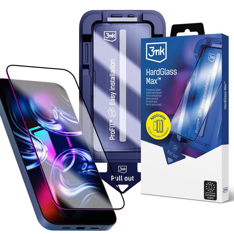 Folie de protectie Ecran 3MK HardGlass Max pentru Apple iPhone 18 Pro Max / 17 Pro Max, Sticla Securizata, Full Glue, Neagra