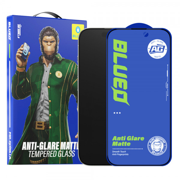 Folie de protectie Ecran Blueo Anti-Glare pentru Apple iPhone 15 Pro Max, Sticla Securizata, Full Glue, Neagra