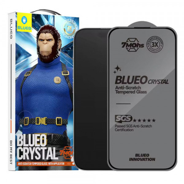 Folie de protectie Ecran Blueo Crystal Anti-Scratch pentru Apple iPhone 17 Air, Sticla Securizata, Full Glue, Neagra